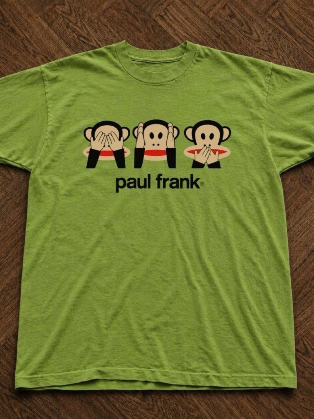 Gildan Lime Green Paul Frank Three Monkeys Graphic Tee